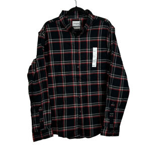 Goodfellow & Co Plaid Flannel Mens XLarge Black Red White Long Sleeve Shirt NWT